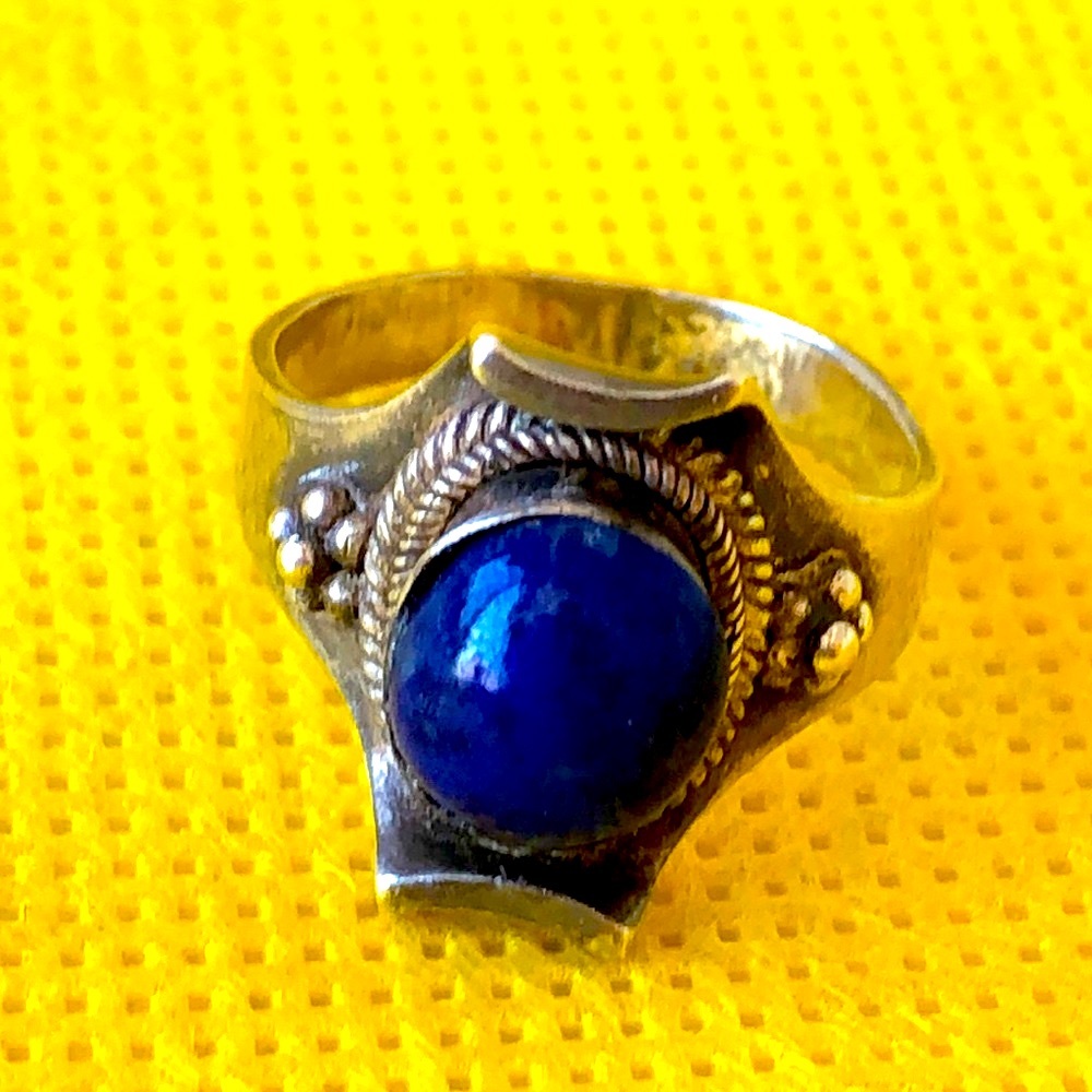 Lapis Lazuli sterling Ethnic Exotic Boho ring